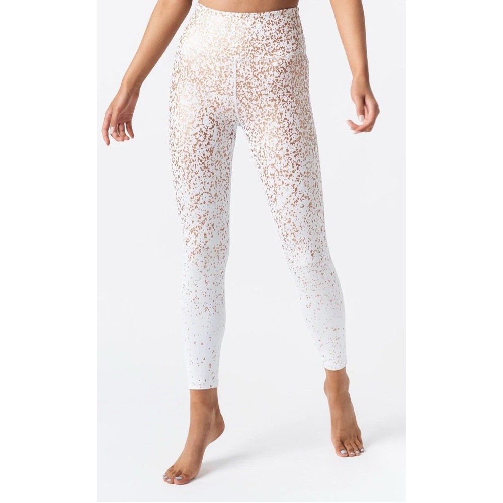 Zyia White Stay Gold Light n Tight 7/8 24" leggings Size 8-10